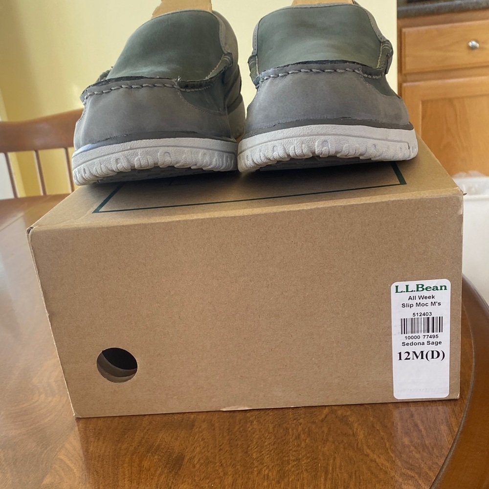 L.L. Bean All Week Slip Moc M’s Size 12 Medium Sedona Sage Color